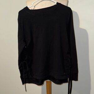 Well+calm Black Crew Neck Sweater side ties